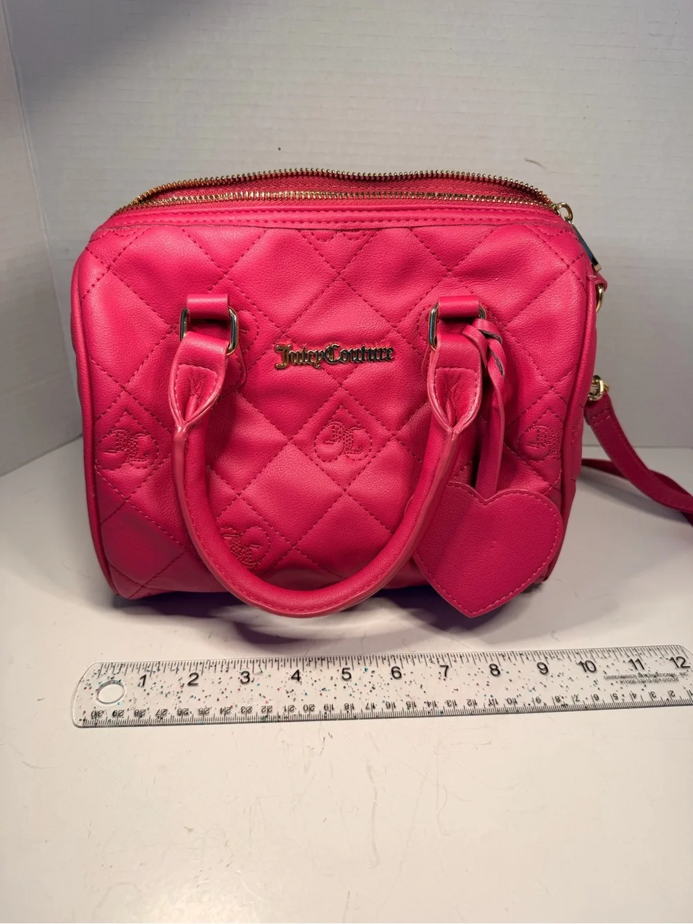 Juicy Couture Hot Pink Quilted Barrel Satchel Crossbody Bag